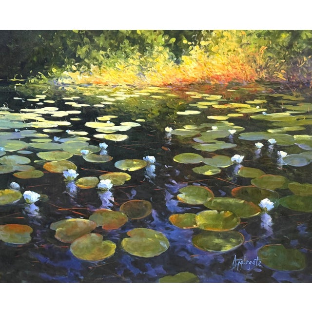 Barbara Applegate (American, b. 1954) Impressionist Water Lilies For Sale - Image 10 of 15