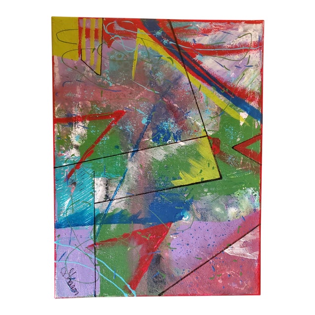 "Working All the Angles" Contemporary Postmodern Style Abstract Acrylic Painting by Sharon For Sale