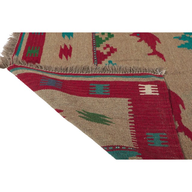 Late 20th Century Late 20th Century Vintage Persian Shiraz Kilim Rug, 03'04 X 04'09. For Sale - Image 5 of 9