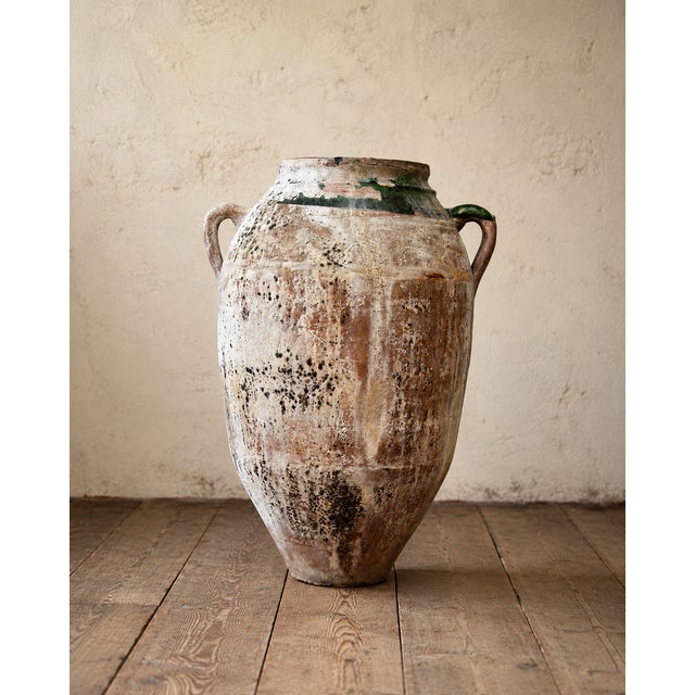 Rustic Large Mediterranean Terracotta Olive Jar with Original Green Glaze, 1890s For Sale - Image 3 of 12