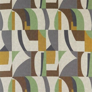 Harlequin Bodega Fabric in Saffron/Charcoal/Wasabi For Sale