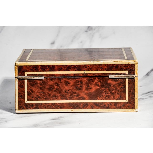 Extraordinary Antique English Burl Wood Cigar Box Sterling Silver Fittings Luxury Home Decor Tobacciana For Sale - Image 15 of 18