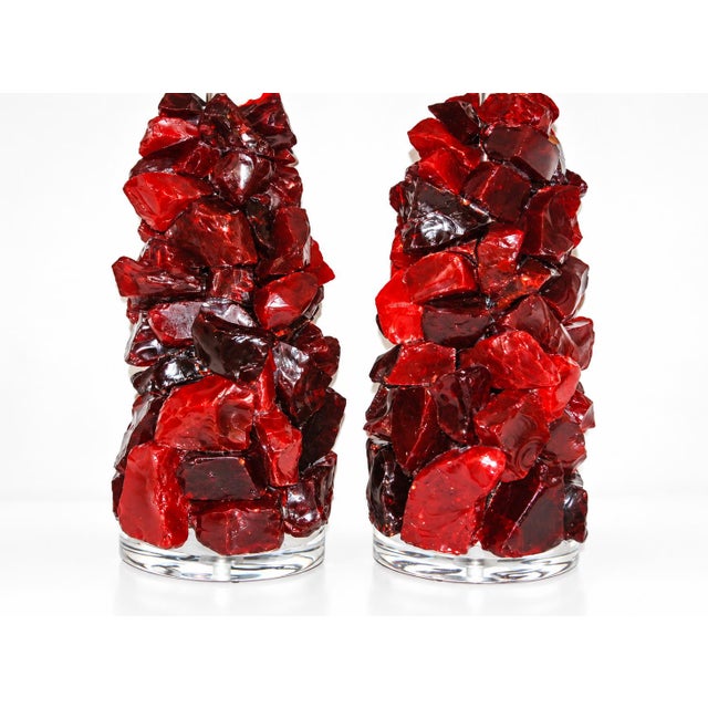 ROCK CANDY lamps by Swank Lighting. Elegant cluster lamps in CHERRY RED made of tumbled recycled glass. Gorgeous art...