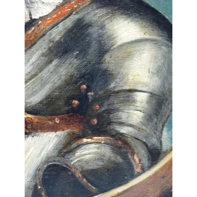 Wood Historic British Painting Portrait of General John Lambert in Armour — Victorian Revival After Robert Walker C1840 For Sale - Image 7 of 17