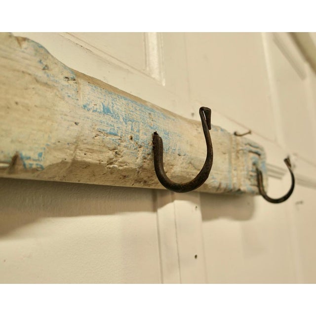 Metal Long 19th Century Folk Art Wooden 7 Peg Coat Rack, 1880s For Sale - Image 7 of 8