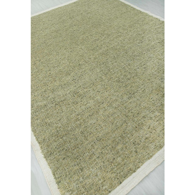 8x10 Natural Wool Jute Cream Green Solid Premium Rug For Sale - Image 15 of 17