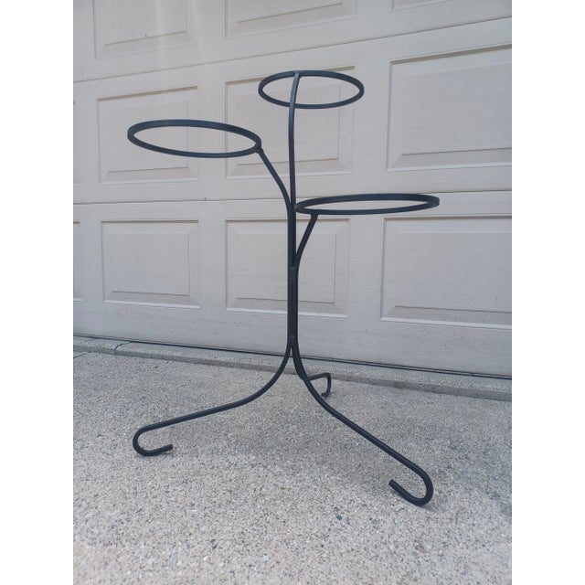 Beautifully restored, 3 tier, Wrought Iron, Vintage Plant Stand. Has brand new satin black paint and clear coated for...