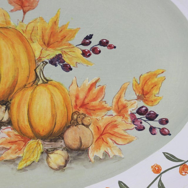 Thanksgiving Party "Thanks for the Harvest" Decorative Tray (Hand-Painted Iron) For Sale In New York - Image 6 of 8