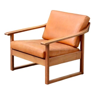 Vintage Cognac Leather Lounge Chair, 1960s For Sale