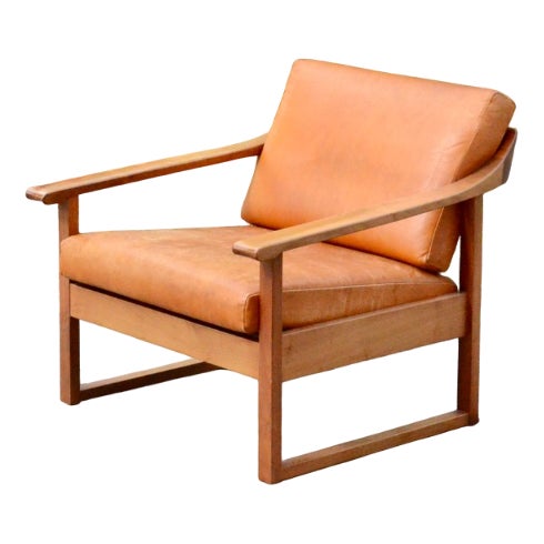 Vintage Cognac Leather Lounge Chair, 1960s For Sale