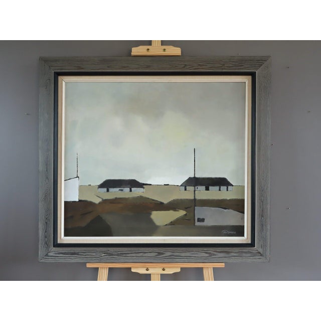 Mid-Century Modern 'Where the Sky Rests' Swedish Abstract Landscape Oil Painting, Framed For Sale - Image 4 of 12