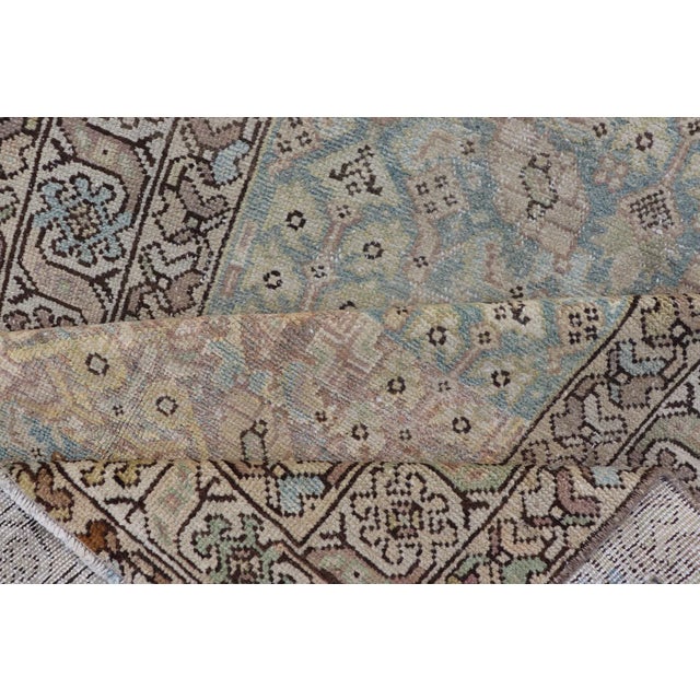 Antique Persian Malayer Runner With Sub-Geometric Design in Blue and Brown Tones 3'5 X 12'10 For Sale - Image 14 of 15