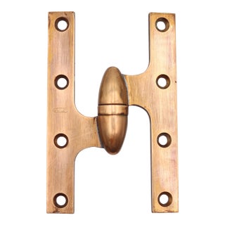 Vintage Stanley 6 X 3.875 In. Brass Left Olive Door Hinge For Sale