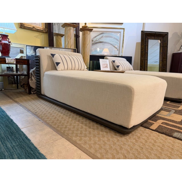 Bring high-end architectural design to your space with the Trelica Aluminum Chaise from Restoration Hardware (RH)....
