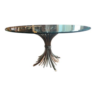 1980s Sheaf of Wheat Metal Base Dining Table For Sale