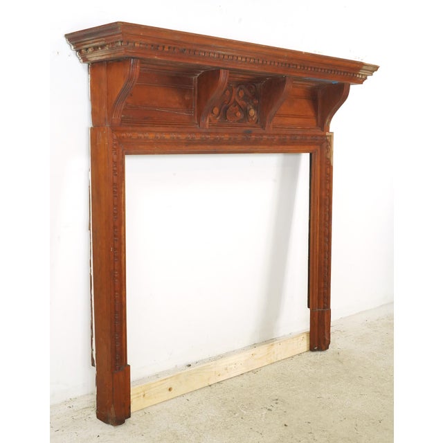 Victorian Early 20th Century Victorian Wooden Fireplace Mantel For Sale - Image 3 of 15
