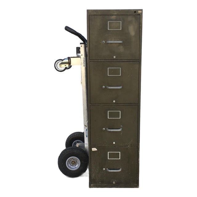Industrial Vintage Yawman Erbe New York Green 4 Drawer Metal File Cabinet For Sale
