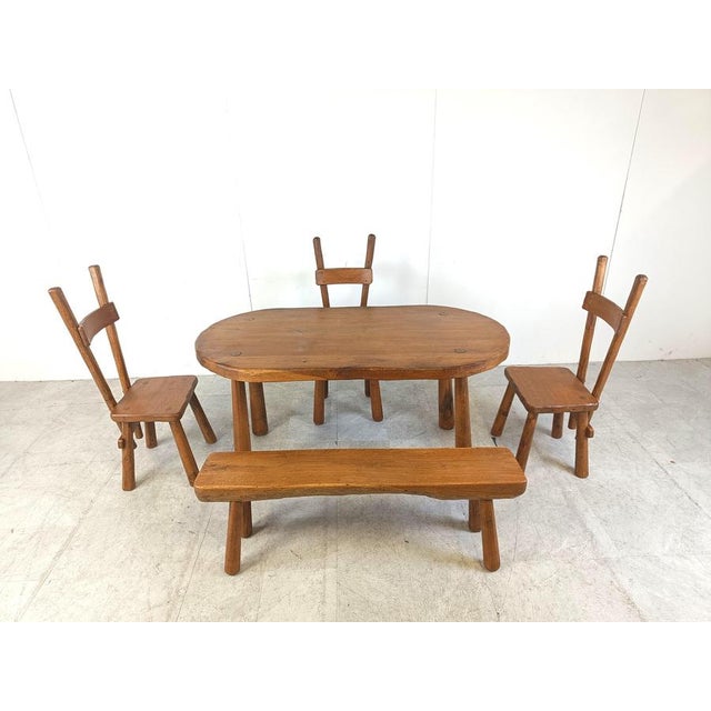Brutalist Vintage Brutalist Dining Set, 1960s, Set of 5 For Sale - Image 3 of 11
