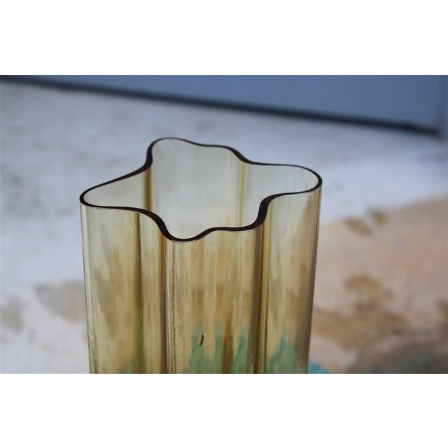 Yellow Murano Glass Vase 1960s For Sale - Image 9 of 10