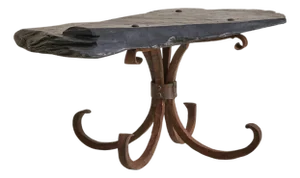 Italian Iron Coffee Table with Organic Slate Top, 1970s