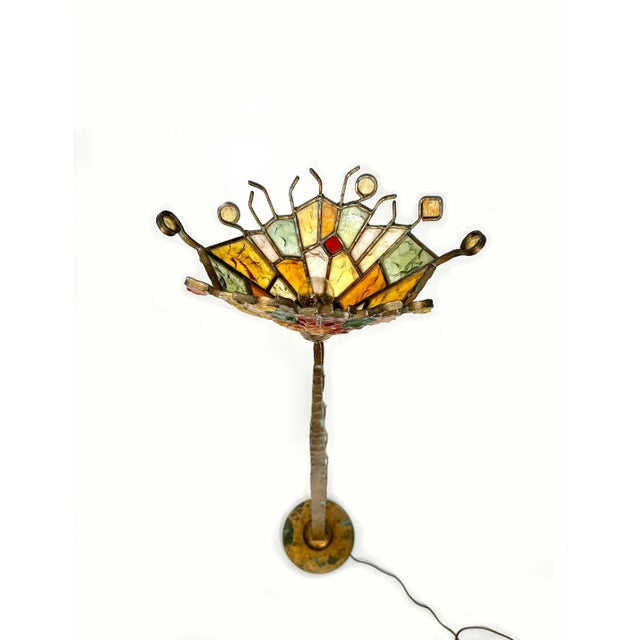 Brutalist Art Glass and Iron Floor Lamp by Albano Poli for Poliarte, Italy, 1970s For Sale - Image 10 of 13