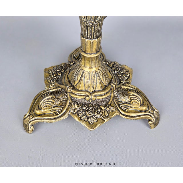 Antique Italian Ornate Gold Candelabra 5 Arms With Koi Fish and Flower Accents For Sale - Image 4 of 11