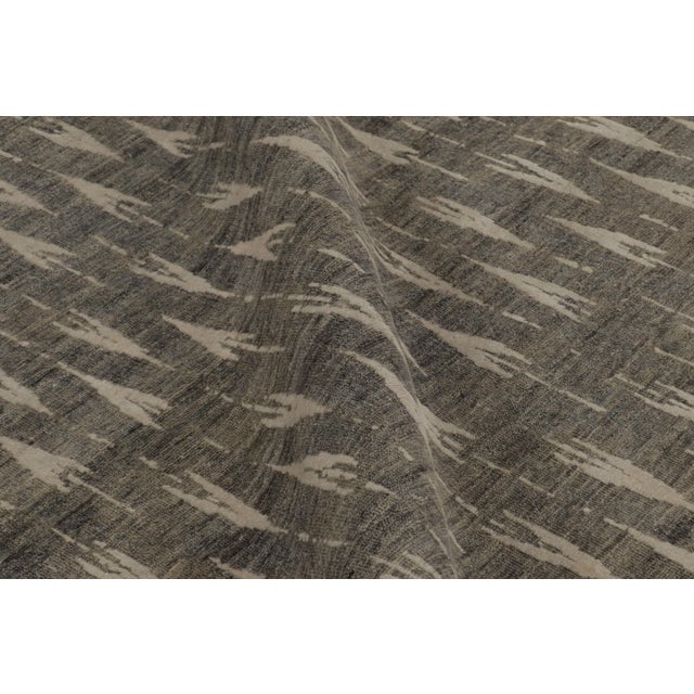 Textile Rug & Kilim’s Block Print Rug Design in Brown With Gray Arrow Motifs For Sale - Image 7 of 8