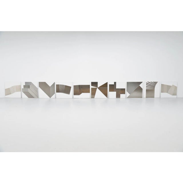 Wood Stainless Steel Wall Artwork attributed to Rudolf Wolf, 1972 For Sale - Image 7 of 9