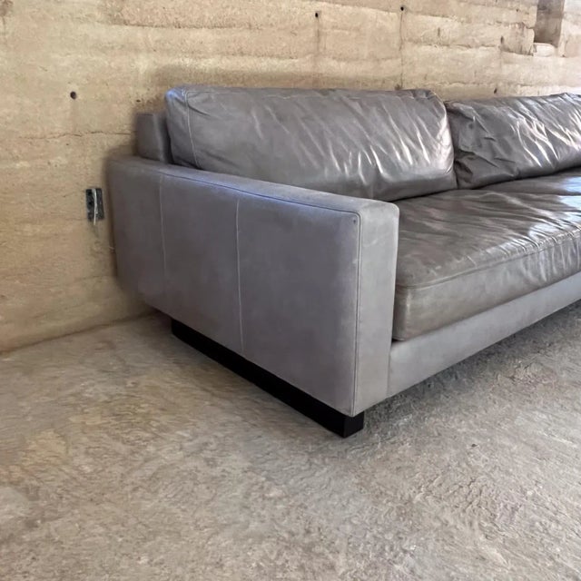 Room & Board 2000s Room & Board Gray Leather Sofa Pierson For Sale - Image 4 of 12