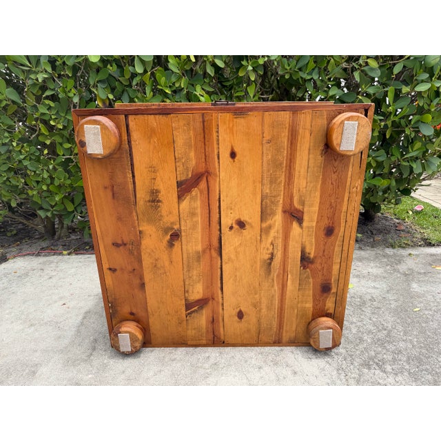 Vintage 39” Square Mexican Rustic Pine Trunk Cocktail Table For Sale - Image 11 of 13