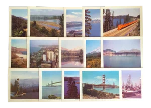 Vintage 1948 " Views of the Shasta Route " Kodachrome Lithograph Prints Folio - Set of 16