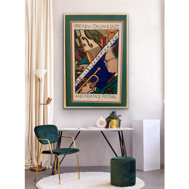 Wood 1990 New Orleans Jazz Fest Kid Sheik Poster by Louise Mouton—Special Double-Signed Limited Edition #414/500 For Sale - Image 7 of 15
