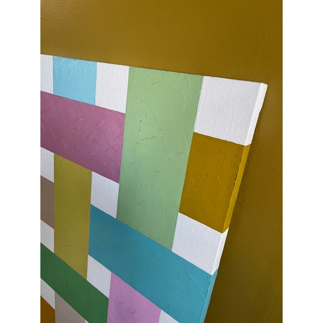 Gold "Basket II" Abstract Geometric Oil Painting on Canvas by Richard Butz For Sale - Image 8 of 12