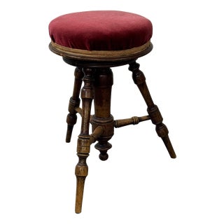 Antique Victorian Adjustable Stool in Walnut, 1900s For Sale