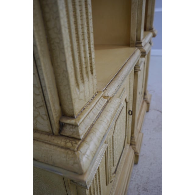 Crackle Painted Finish Double Arched Top Open Bookcase For Sale - Image 15 of 16