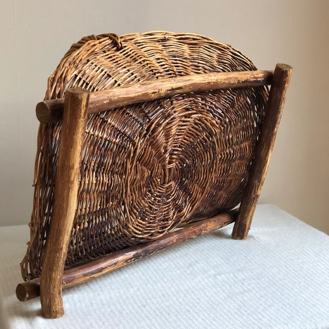 Wood Antique Wood-Framed Flower Gathering Basket For Sale - Image 7 of 13