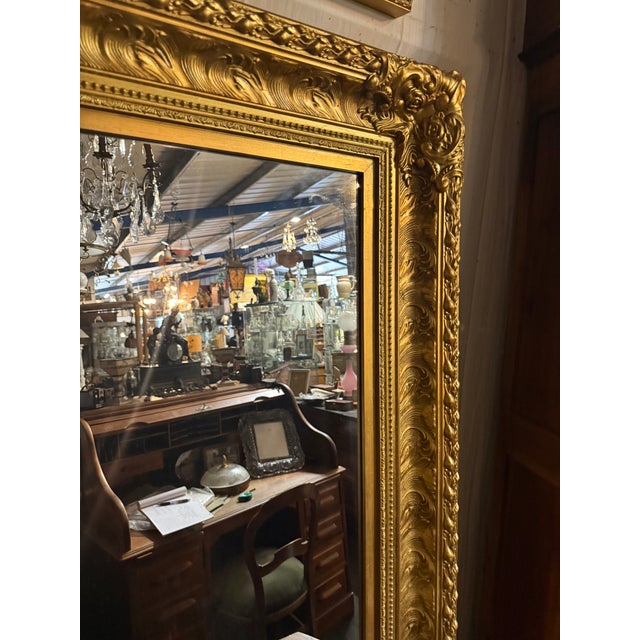 Mirror in Carved Wooden Frame For Sale - Image 3 of 6