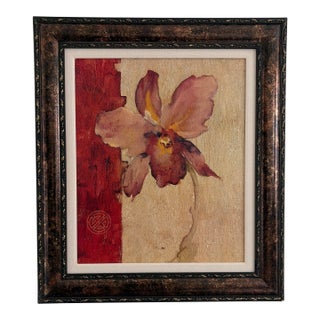 Contemporary Orchid Oil Painting by Blum – Oil on Panel, Framed For Sale