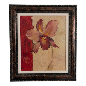Contemporary Orchid Oil Painting by Blum – Oil on Panel, Framed
