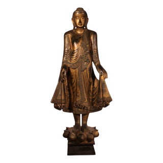 Burmese Artist, Large Mandalay Buddha, 1800s, Wood For Sale
