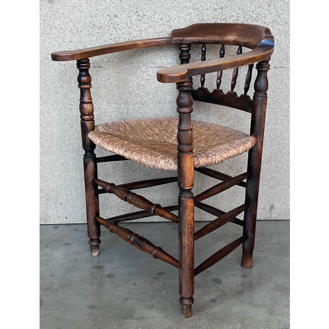 Wood Pair of Spanish Horseshoe Back and Cane Armchairs For Sale - Image 7 of 13