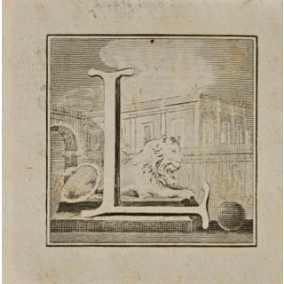 Luigi Vanvitelli, Letter of the Alphabet L, Etching, 18th Century For Sale