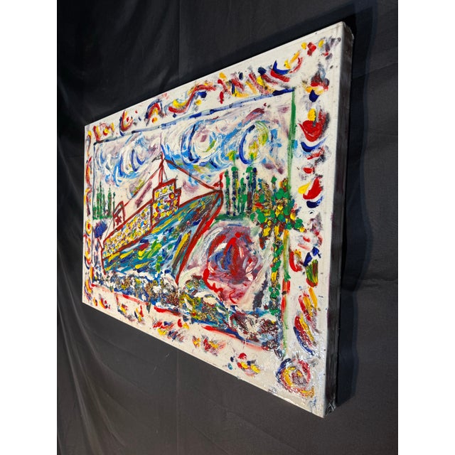 Sculpture Materials Colorful Mixed Media Boat Painting For Sale - Image 7 of 11