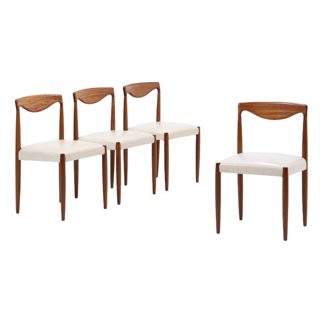Mid-Century Danish Teak and Leather Bambi Series Chairs by Rolf Rastad & Adolf Relling for Gustav Bahus, Set of 4 For Sale