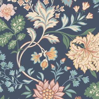 SAMPLE - Boråstapeter Alicia Wallpaper In Navy For Sale