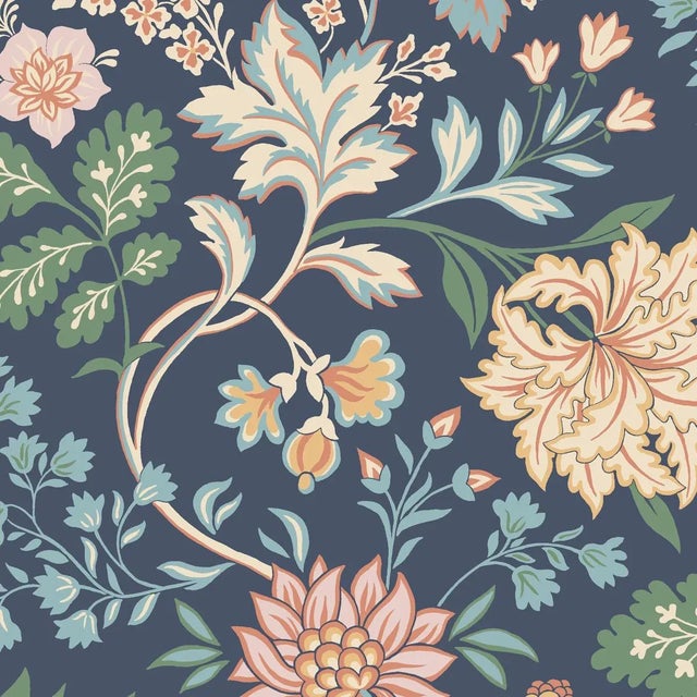 SAMPLE - Boråstapeter Alicia Wallpaper In Navy For Sale