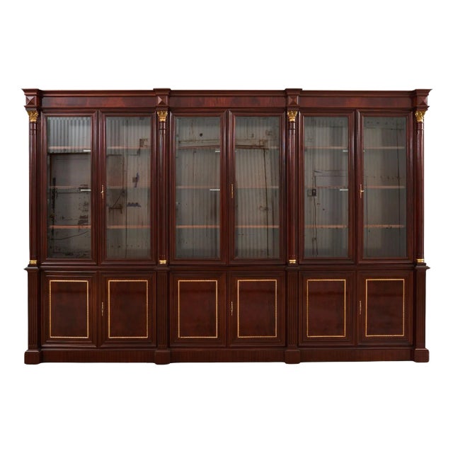 Grand Regency Style Bronze Mounted Mahogany Library Bookcase For Sale