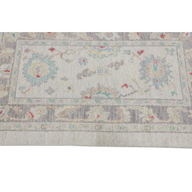 Modern Cream Multicolor Handwoven Turkish Oushak Rug 2'11" X 4'11" For Sale - Image 3 of 8