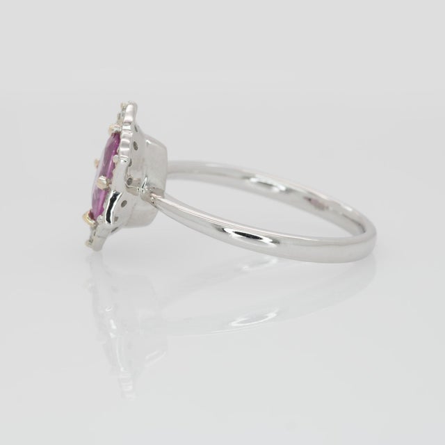 Pink Sapphire Ring With Earth Mined Diamonds: Solid 14k Gold, Size 6.75 For Sale In Columbus - Image 6 of 8