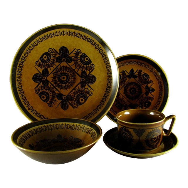 1960s Inger Waage for Stavangerflint Sera Norway Service for 10 Dinnerware - 50 Piece Set For Sale